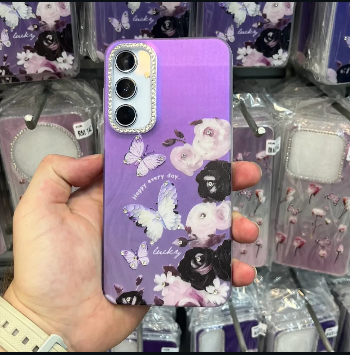 قاب گوشی براش نگین دار مدل پروانه شیاومی redmi14c